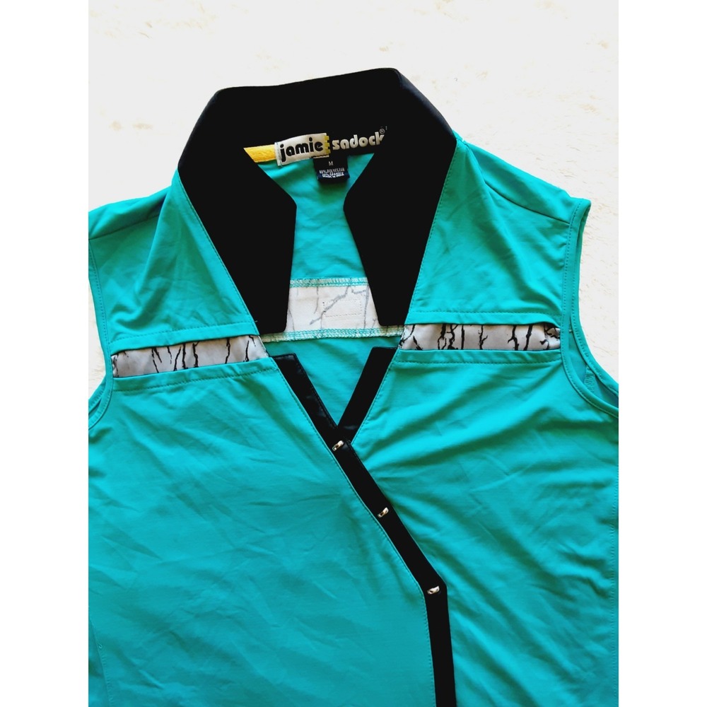 JAMIE SADOCK Women Top Activewear Size Medium Blue Sleeveless Collared